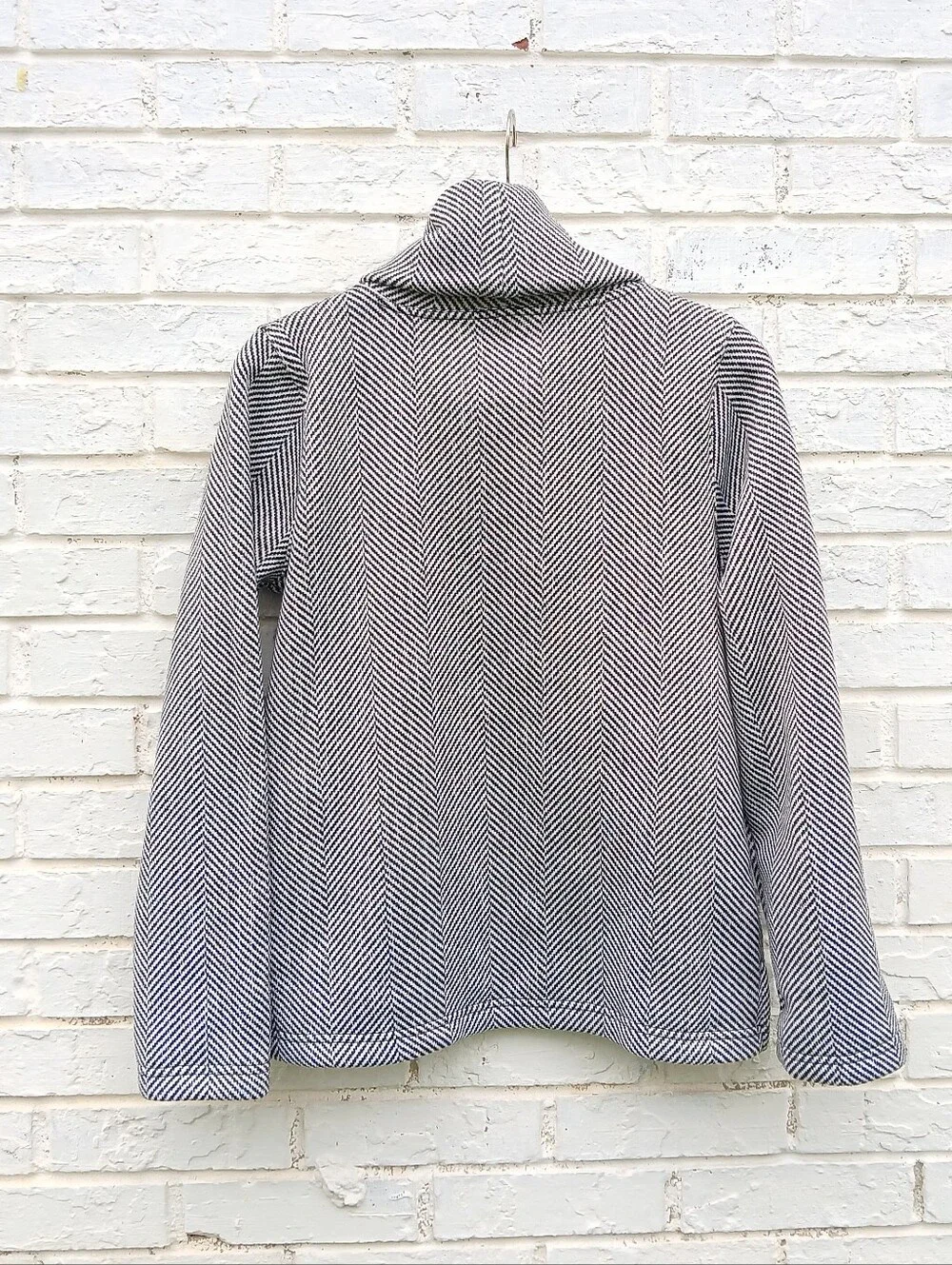 J. Crew Herringbone Fleece Turtleneck Funnel Pullover
